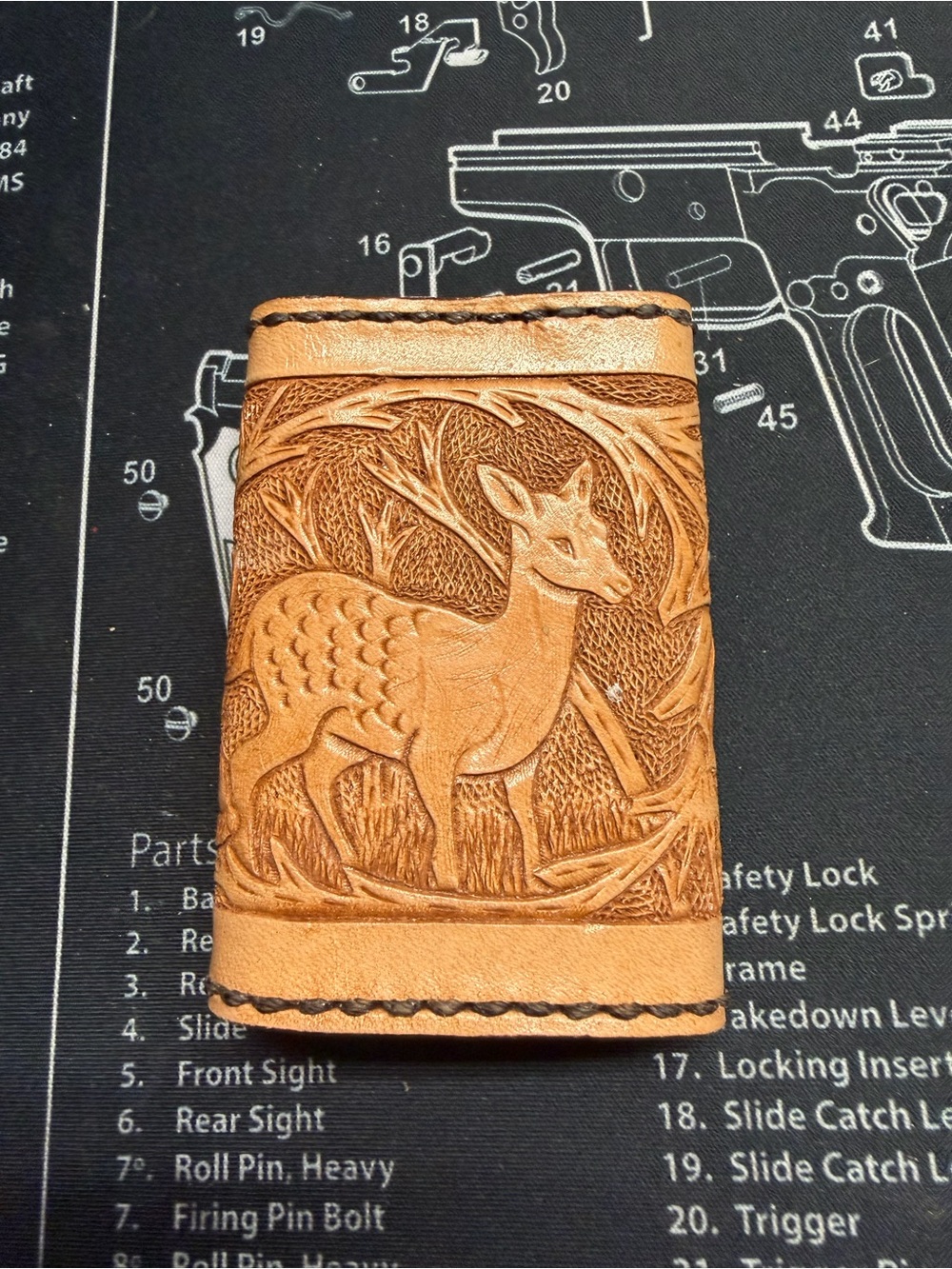leather tooled key holder tan deer